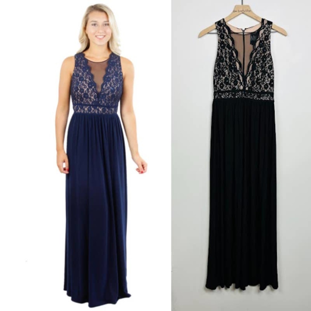 Nightway Pre-Loved Sequines Lace Metallic Mesh Sleeveless Bodice Gown Black Sz 8